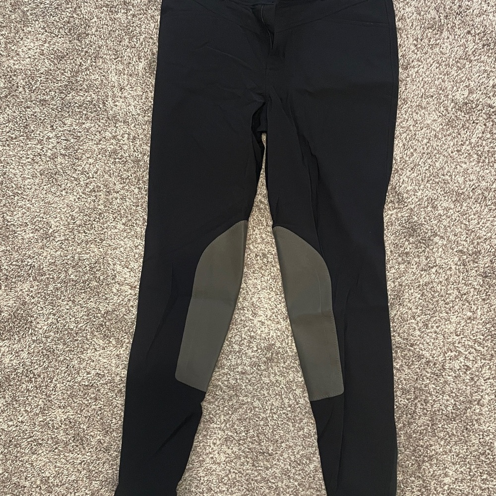 Kerrits Black Riding Tights with Olive Knee Patches